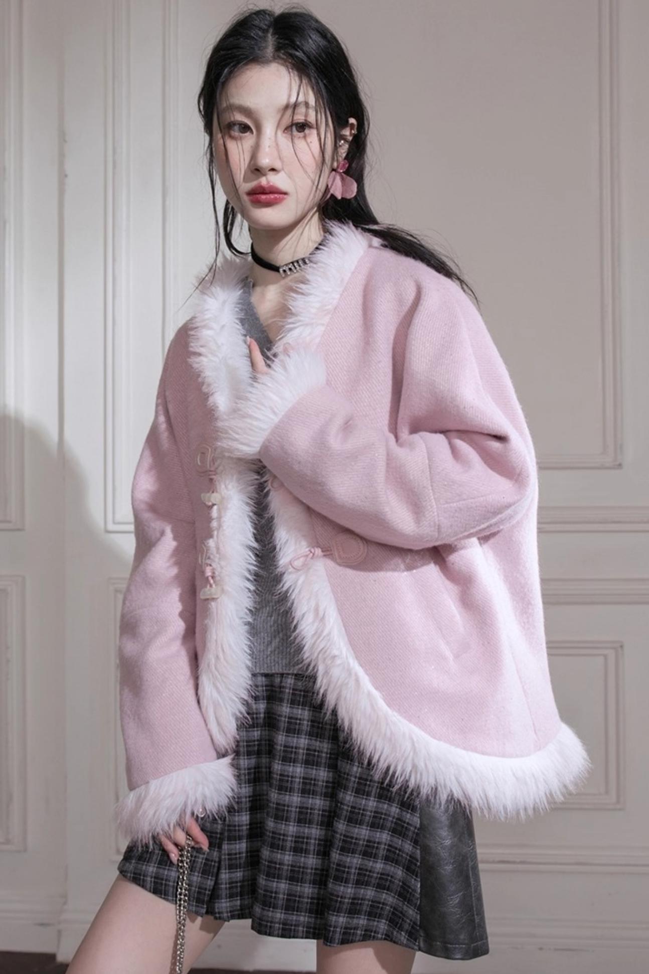 Snow Cherry Wool Coat