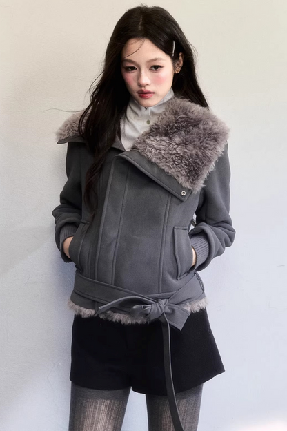 High-Sense Fur Collar Coat