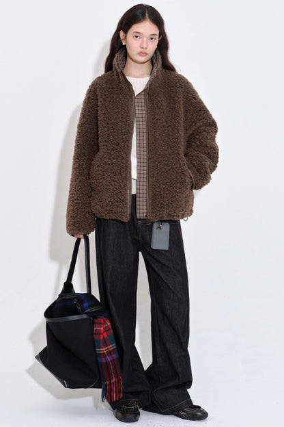 Wool Plaid Patchwork Coat