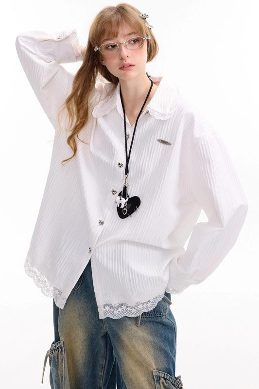 Autumn Lace Doll Collar Shirt
