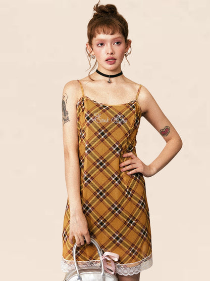 Vintage Check Slip Dress