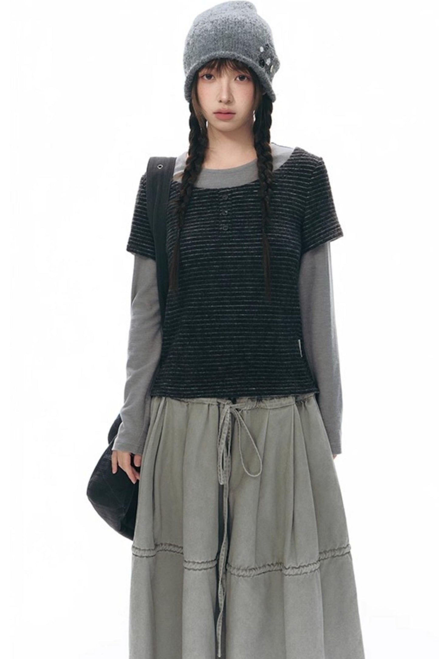 Elastic Cotton Dimensional Skirt