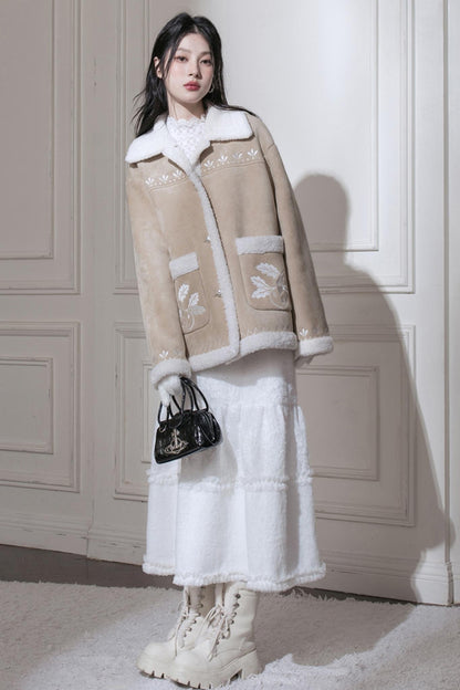 Warm Suede Embroidery Jacket