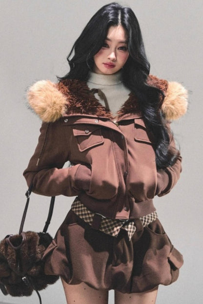 Winter Plush Hooded Coat