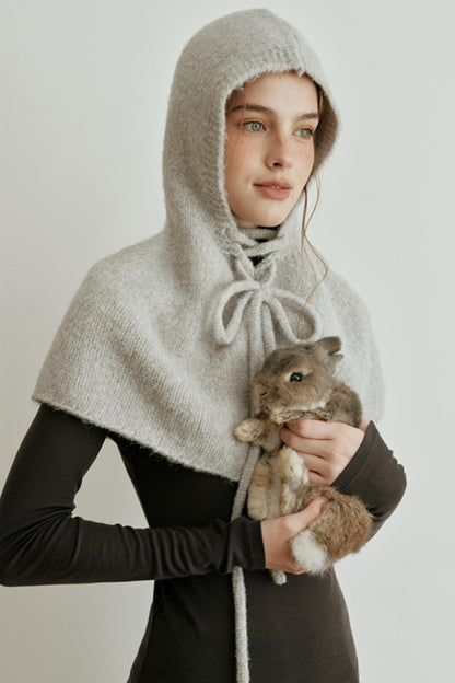 Pearl Gray Knit Cape Hat