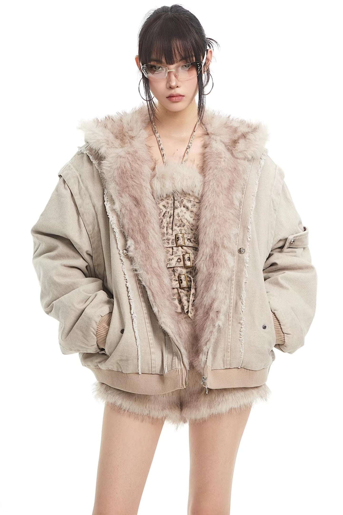 Plush-Lined Hooded Cotton Jacket