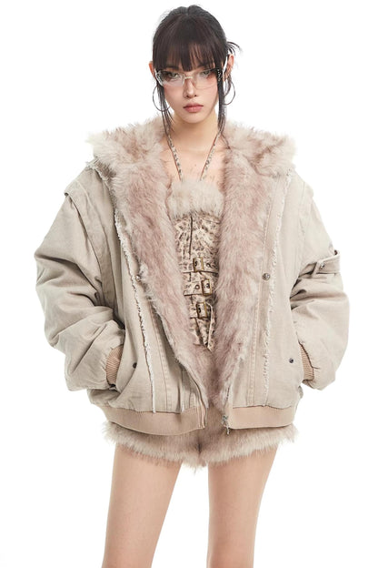 Plush-Lined Hooded Cotton Jacket