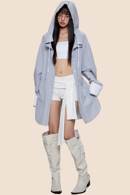 Plaid Hooded Casual Jacket