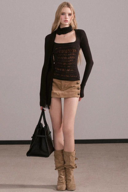 Slim-Fit Ripped Square-Neck Top