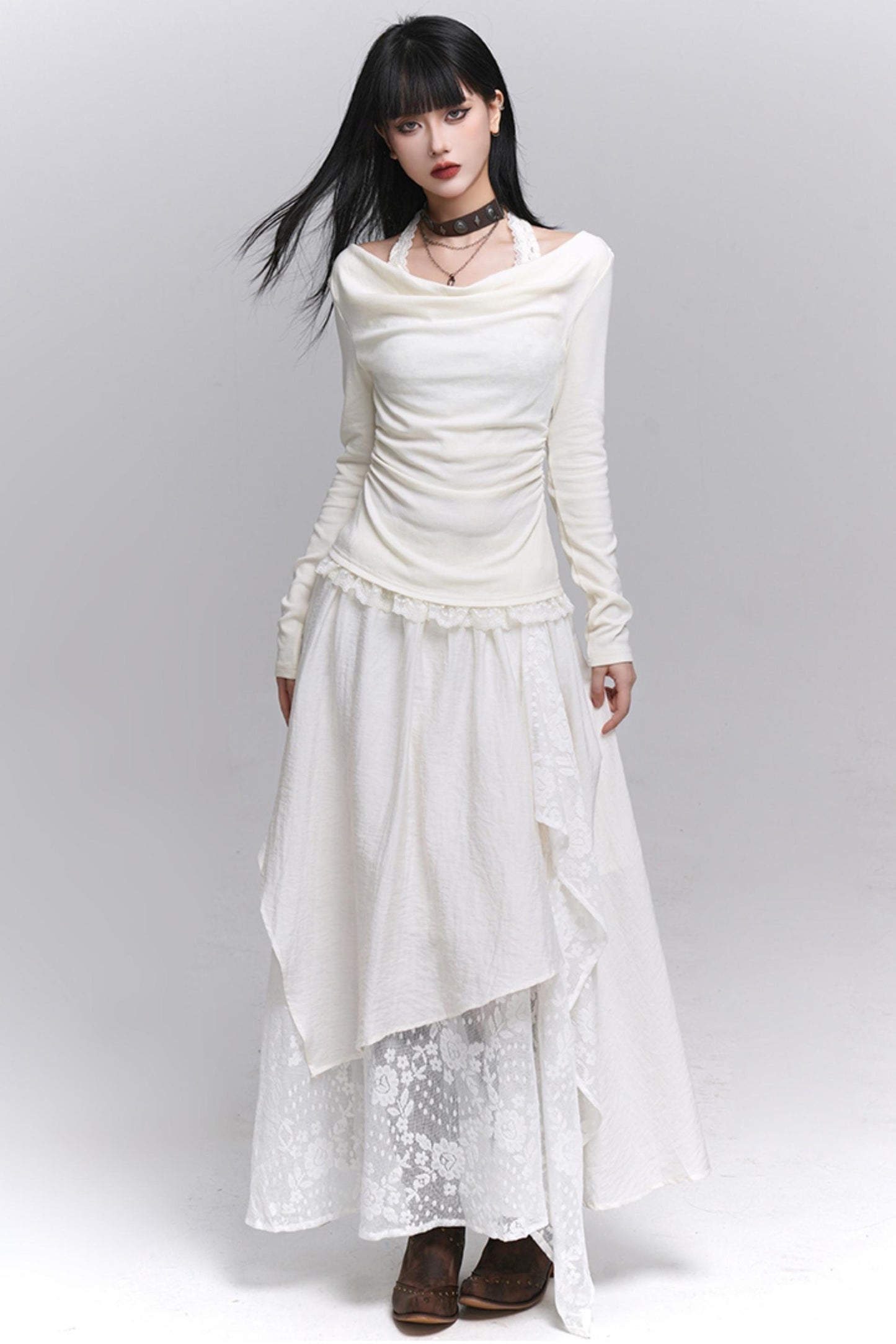 Artistic Brown Long Skirt