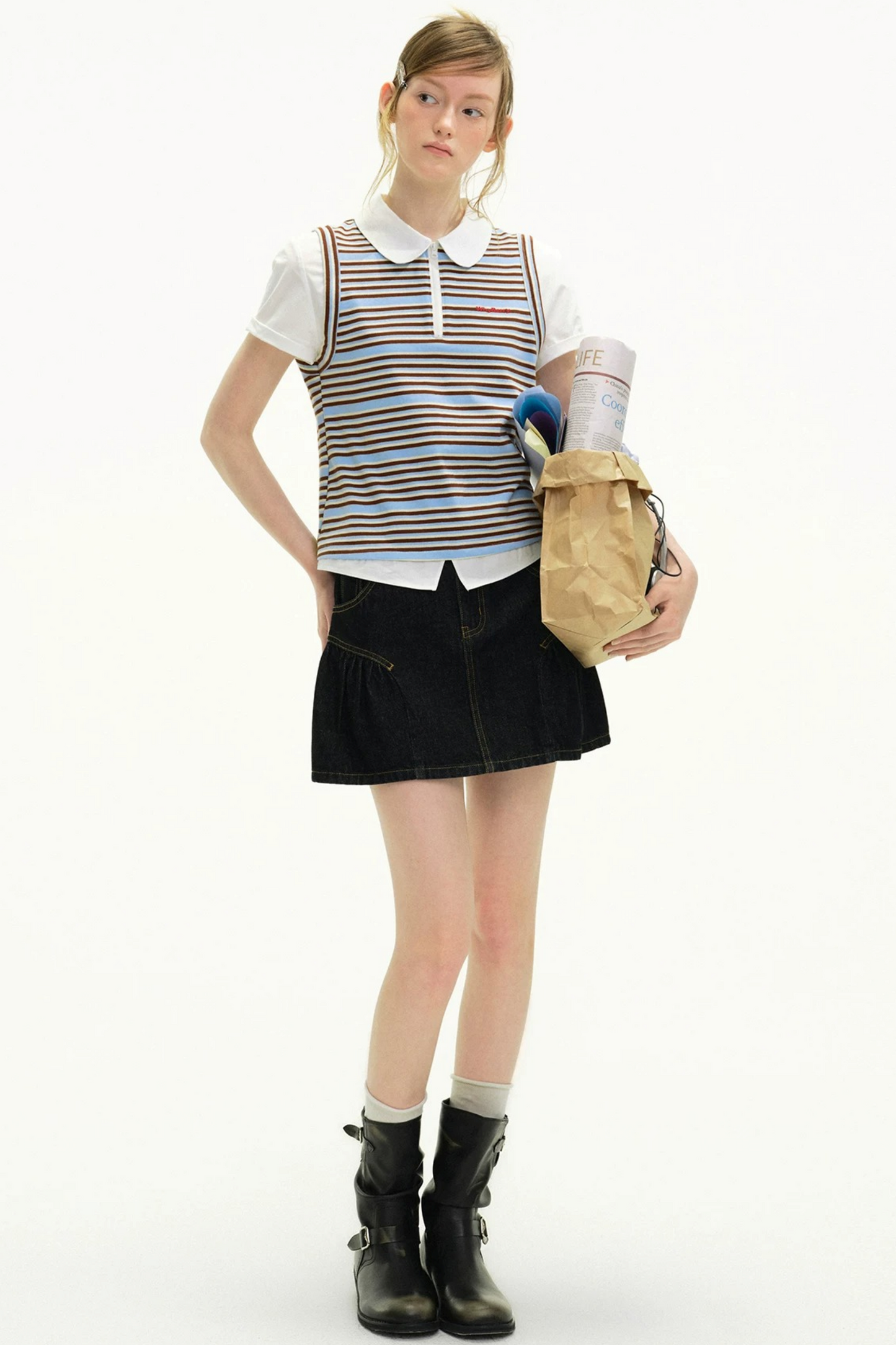 Striped Academic Polo Blouse