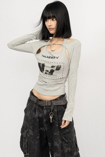 Gray Halterneck Top