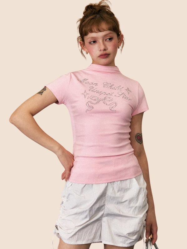 Summer Turtleneck Bow T-Shirt