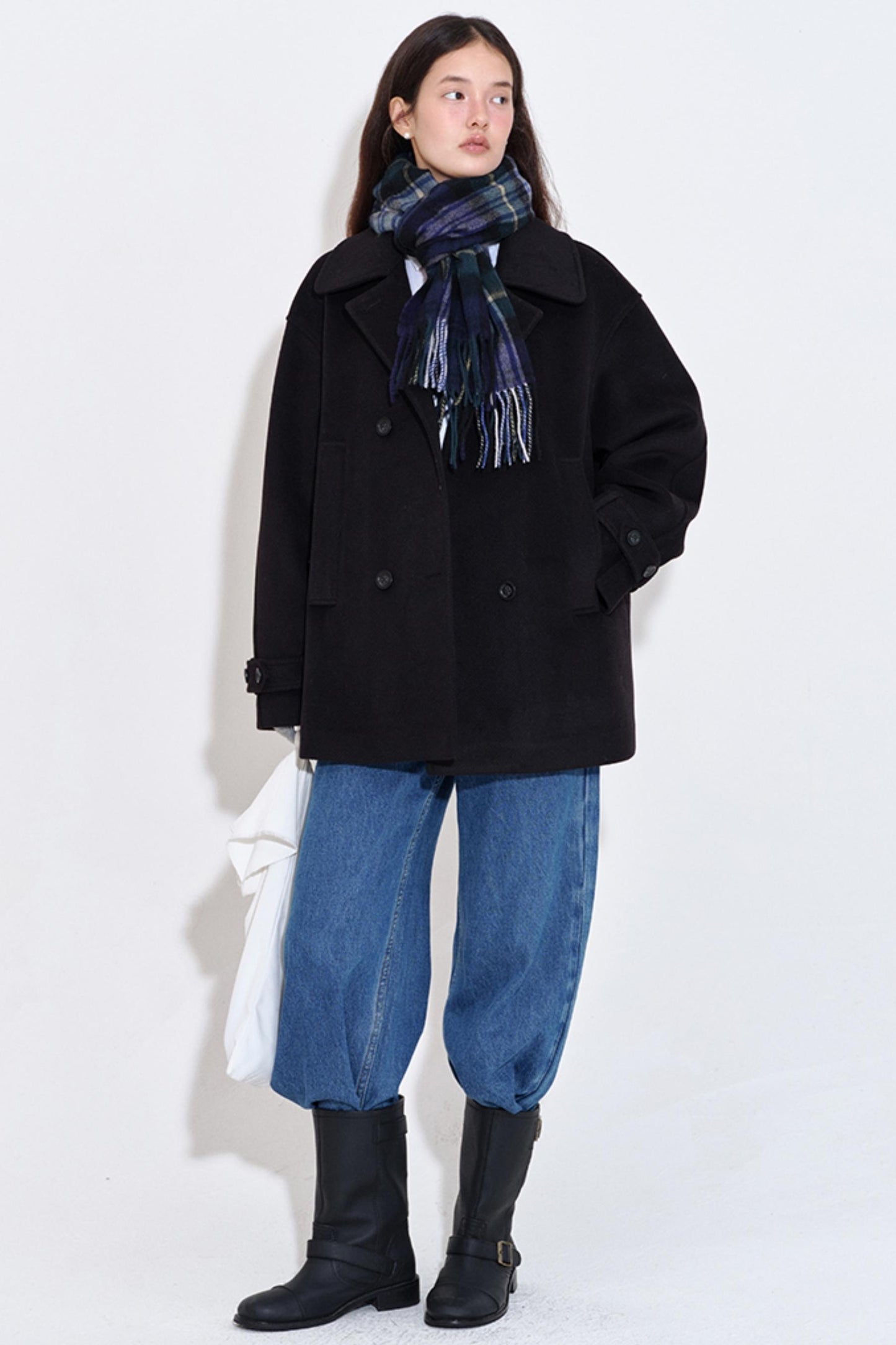 Minimalist Double-Breasted Woolen Coat