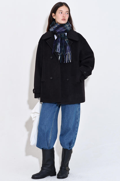 Minimalist Double-Breasted Woolen Coat