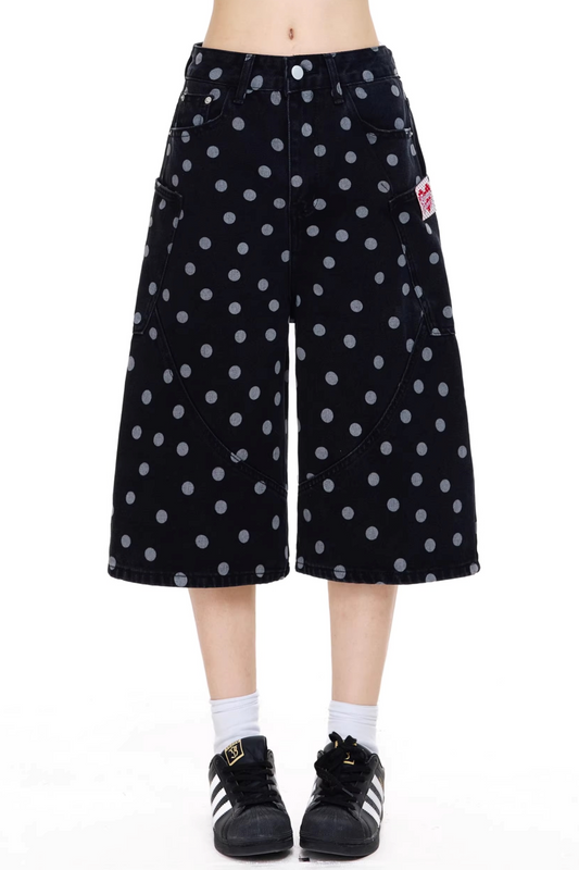 Retro Polka Dot Cropped Pants