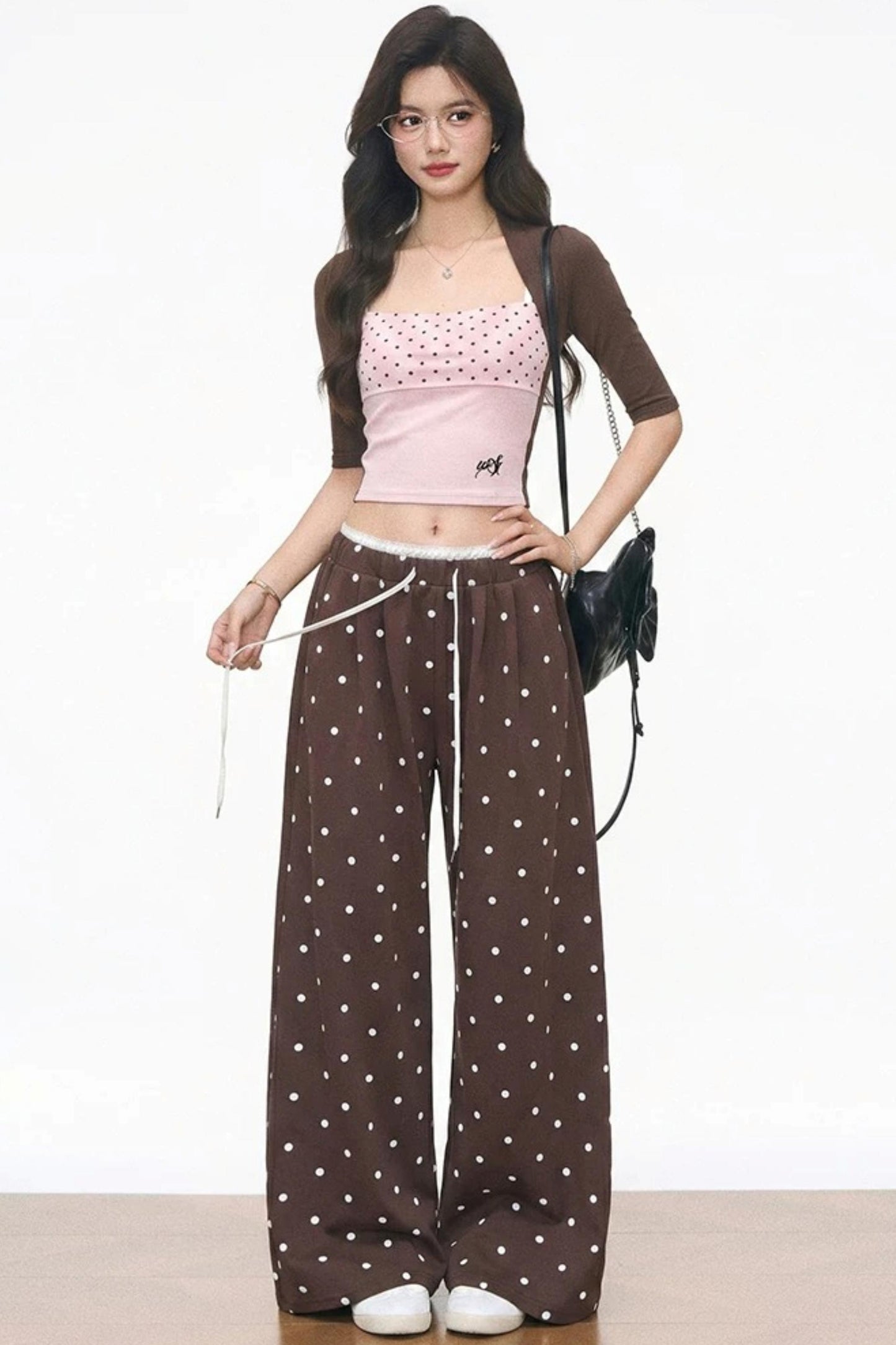 Polka Dot Mid-Sleeve Top Set-Up