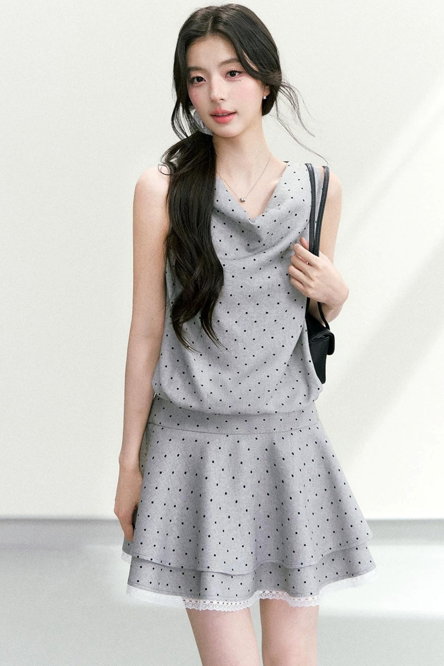 Elegant Polka Dot Tiered Dress