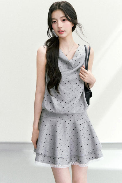 Elegant Polka Dot Tiered Dress