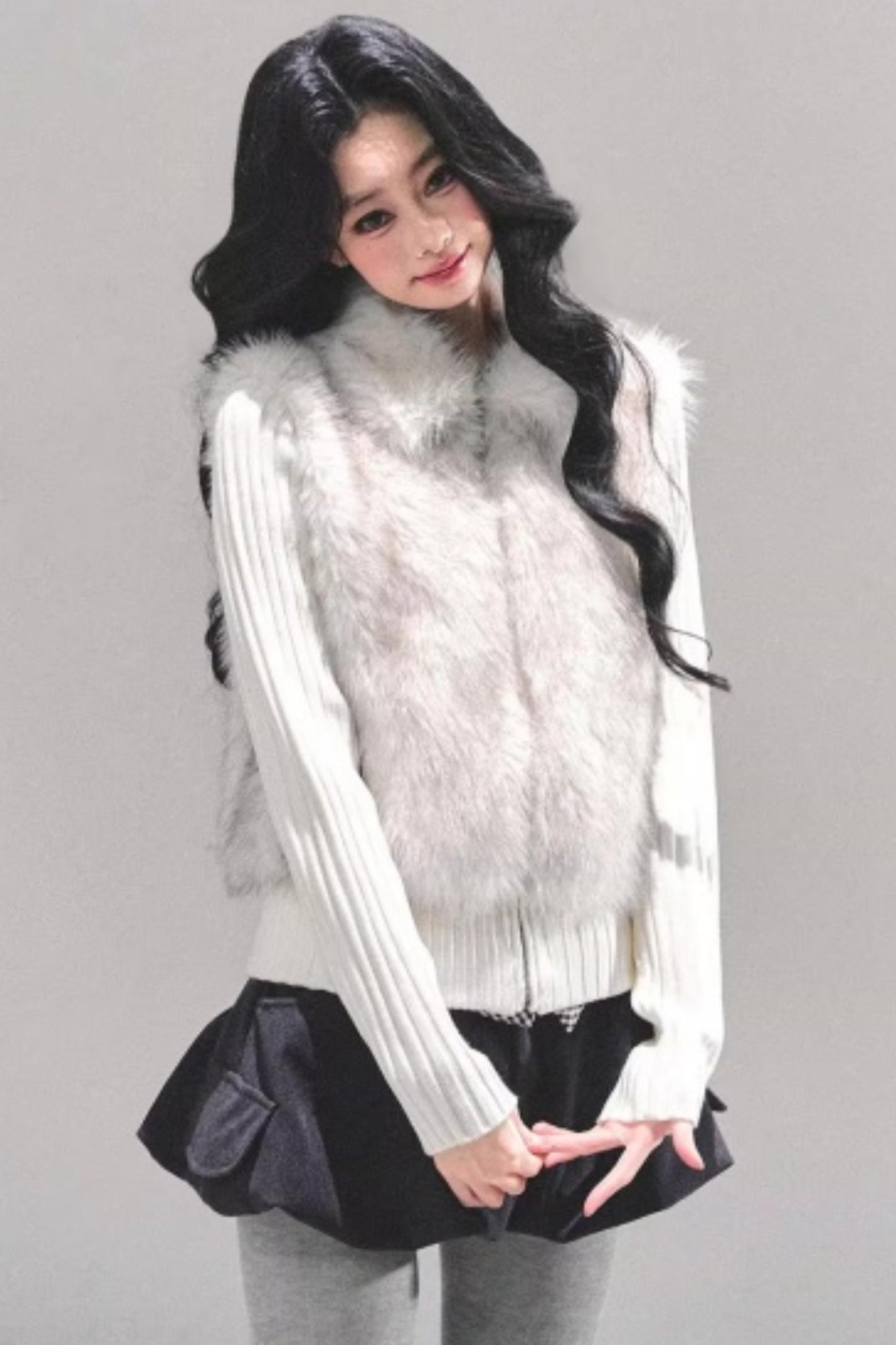 Soft Landing Fur Knit Jacket