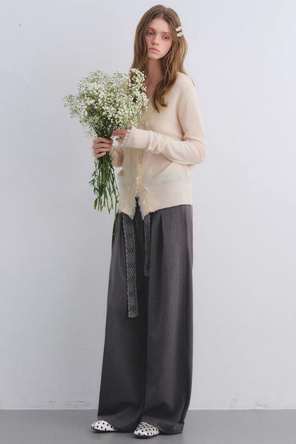 Crochet Pleated Suit Pants