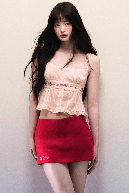 Ruffled Cotton Camisole Top