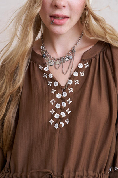 Summer V-Neck Drawstring Dress