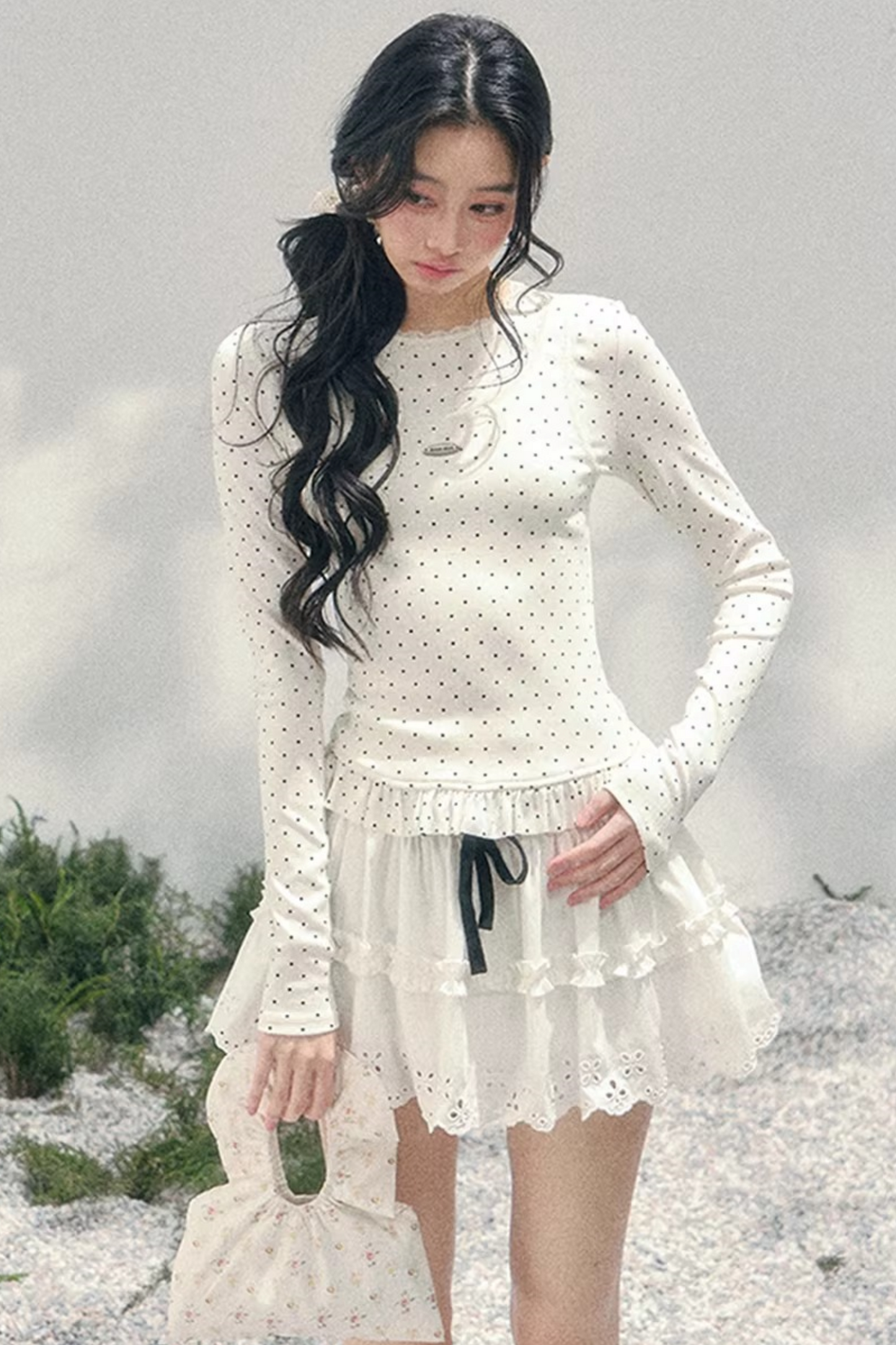 Polka Dot Two-Piece Blouse