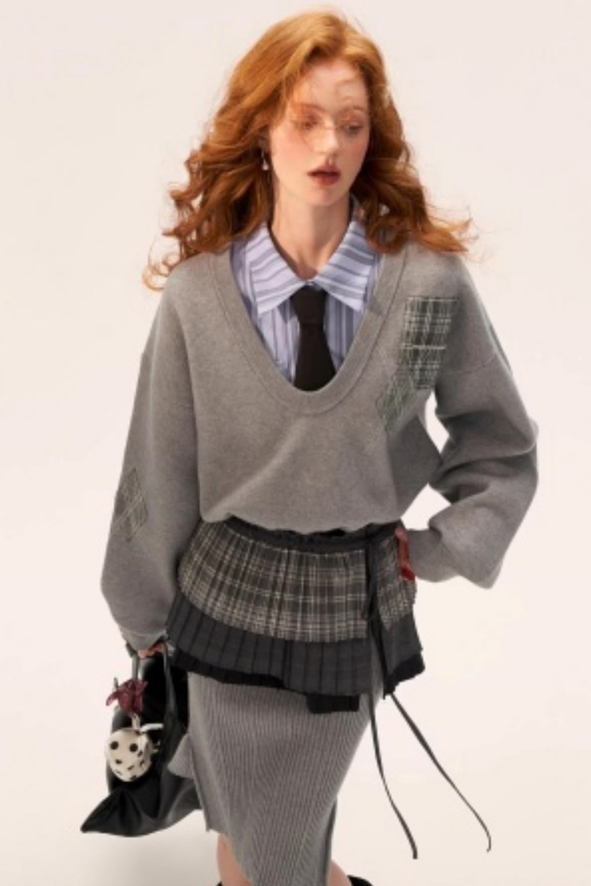 Temperament Gray Sweater Dress