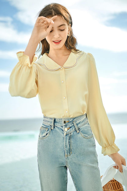 Lady Chiffon Bubble Long Sleeve Shirt