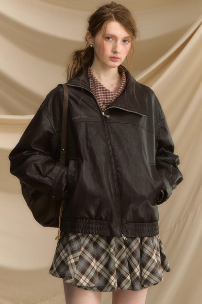 Ultra-Soft Vintage Brown Leather Womens Flight Jacket