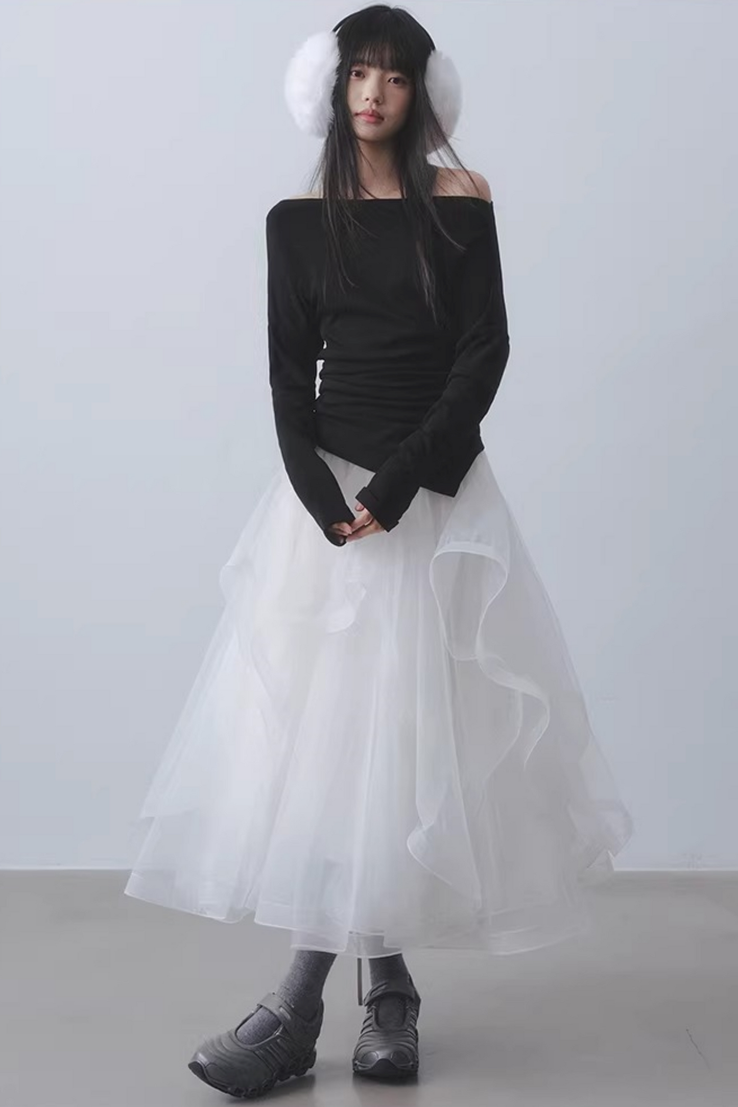 Ethereal White Mesh Skirt