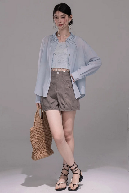 Set Gilet con Ricamo Pesante