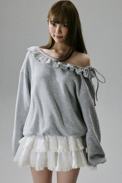 Lace-Trimmed Sweatshirt