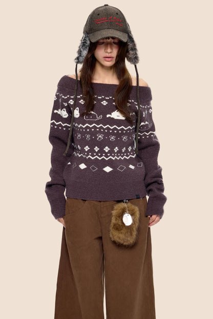 Fair Island Print Knit Sweater