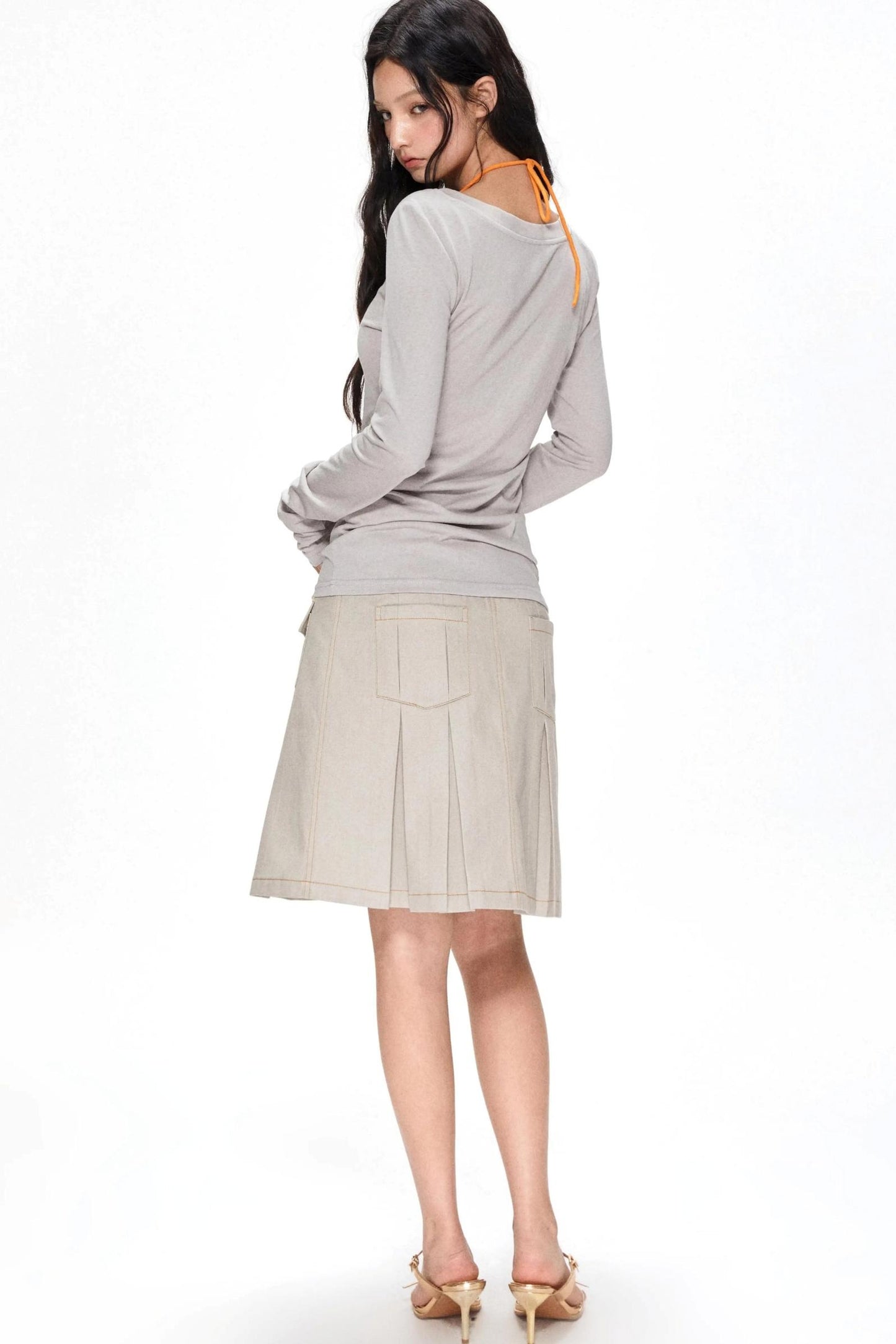 Vintage Pleated Midi Skirt