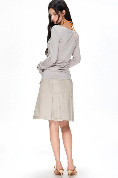 Vintage Pleated Midi Skirt