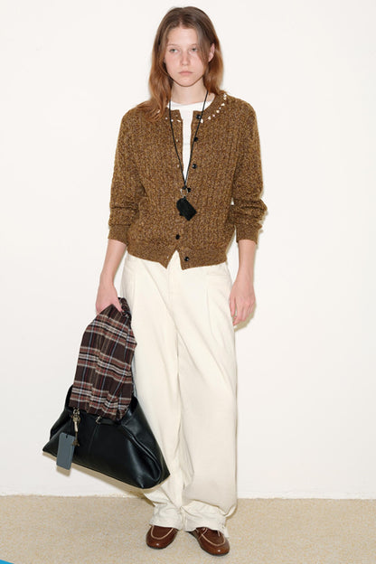 Floral Yarn Knitted Cardigan