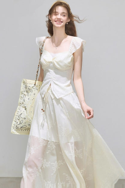 Summer V-Neck Skirt Tops Set-Up