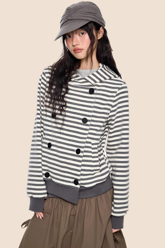 Striped Hooded Cardigan Jacket
