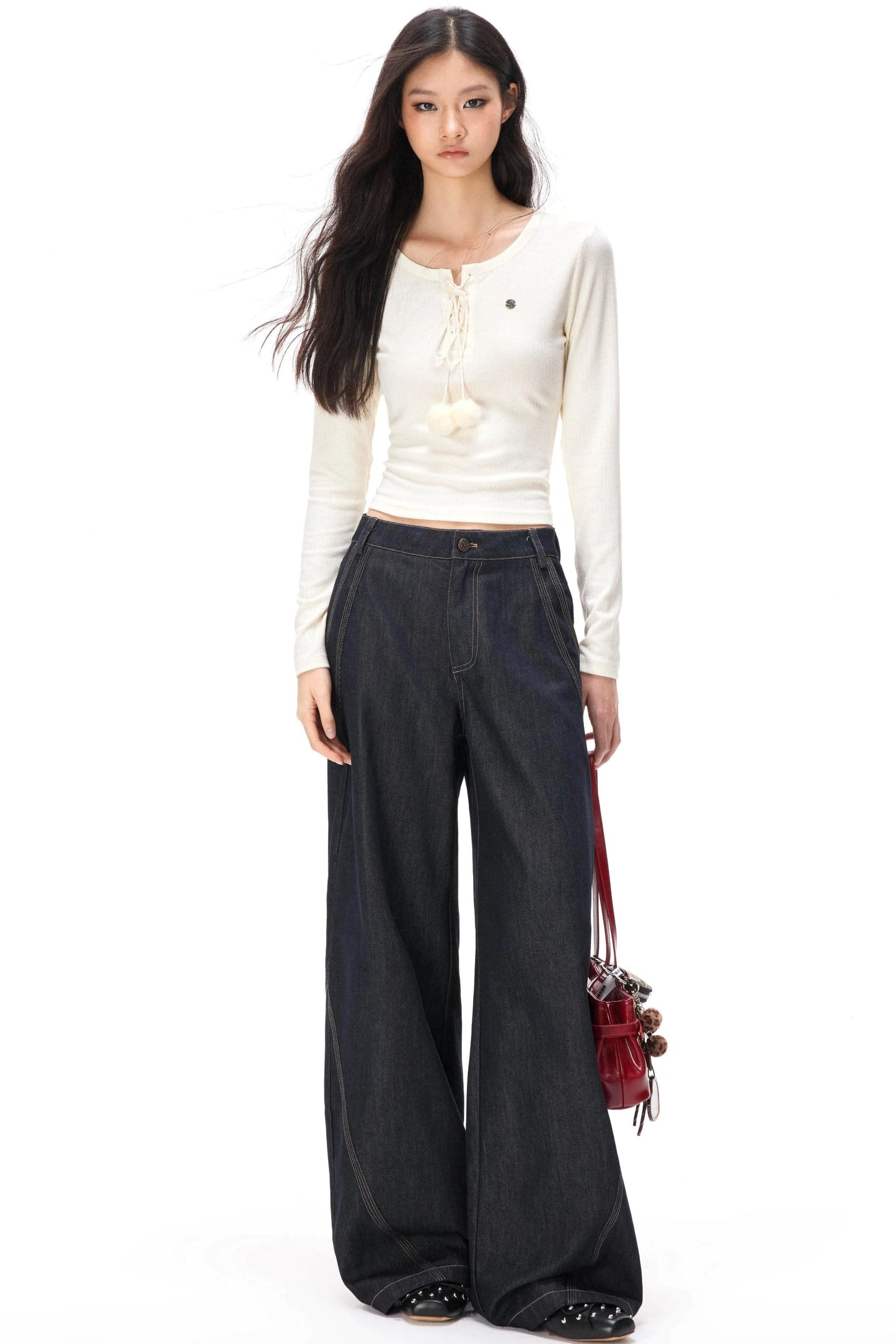 Slim-Fit Knit Pom-Pom Top