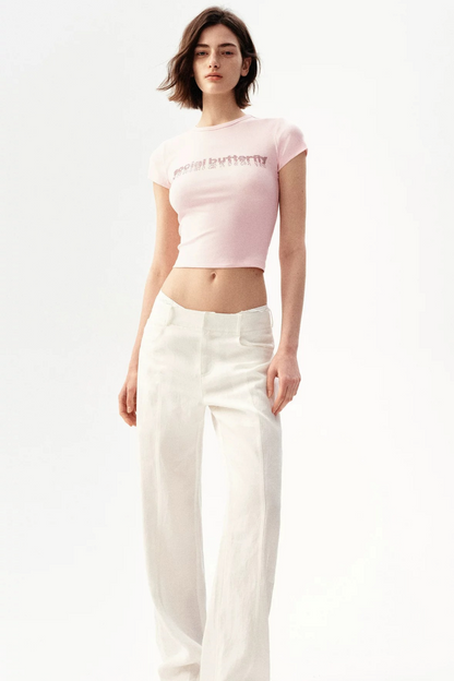 Maglia narrativa rosa con strass