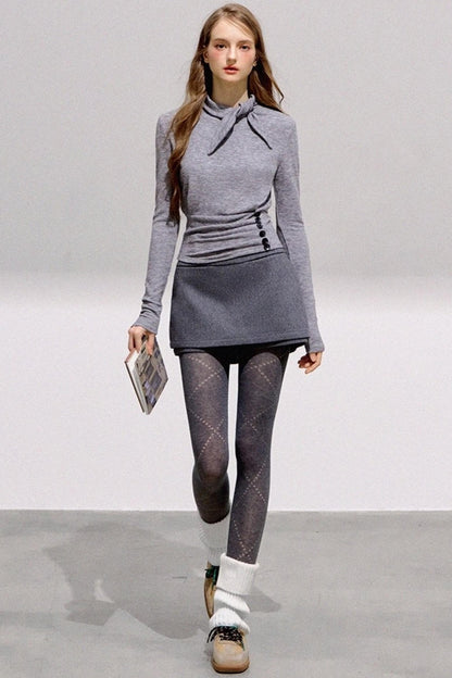 Versatile Pleated Tunic Knit Top