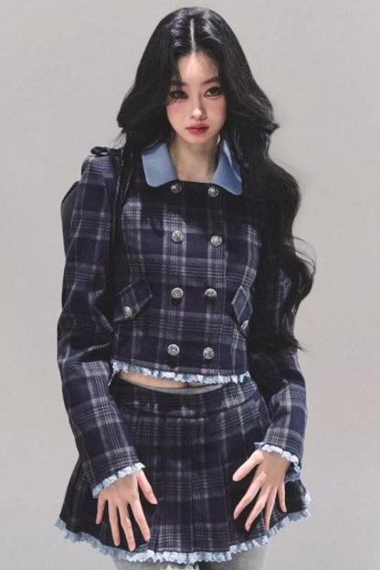 Proust Blue Plaid Suit Set-Up