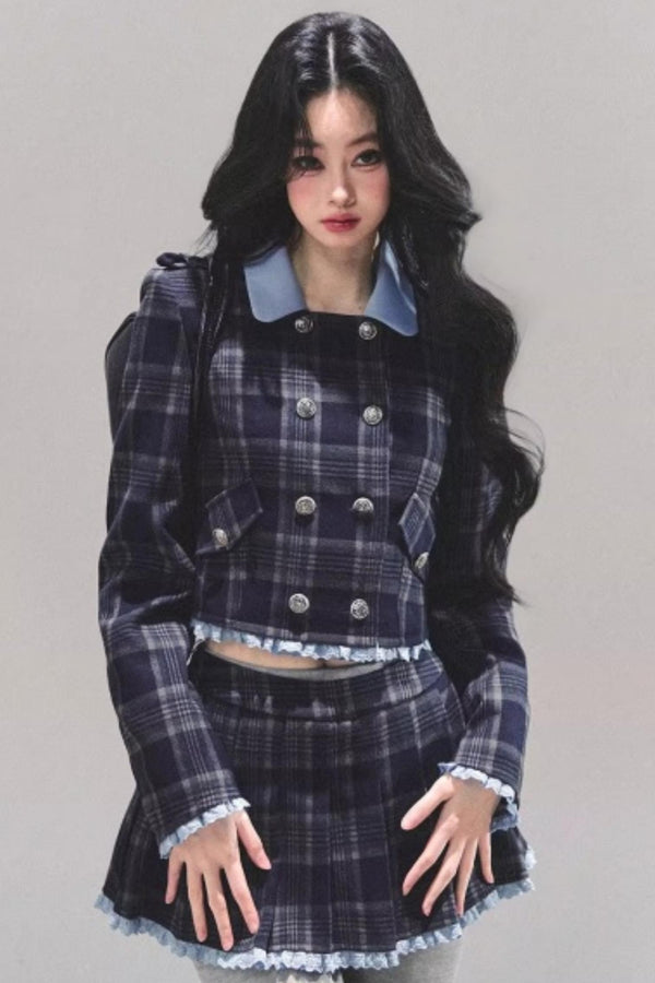 Proust Blue Plaid Suit Set-Up