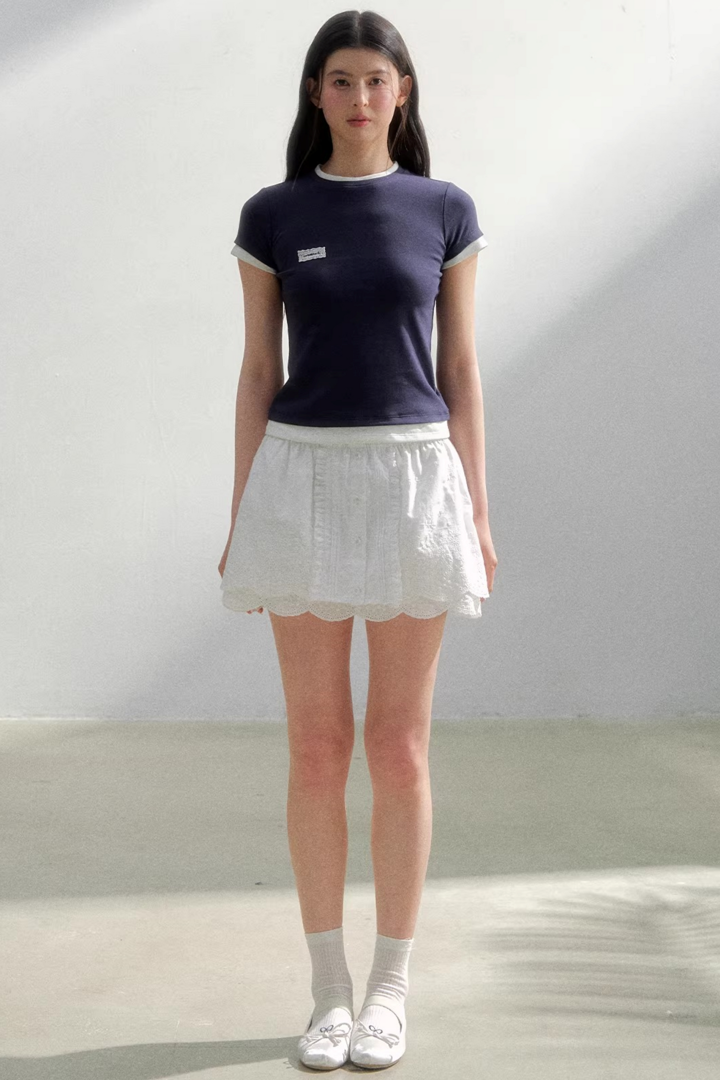 Contrasting Cotton Slim-Fit Top