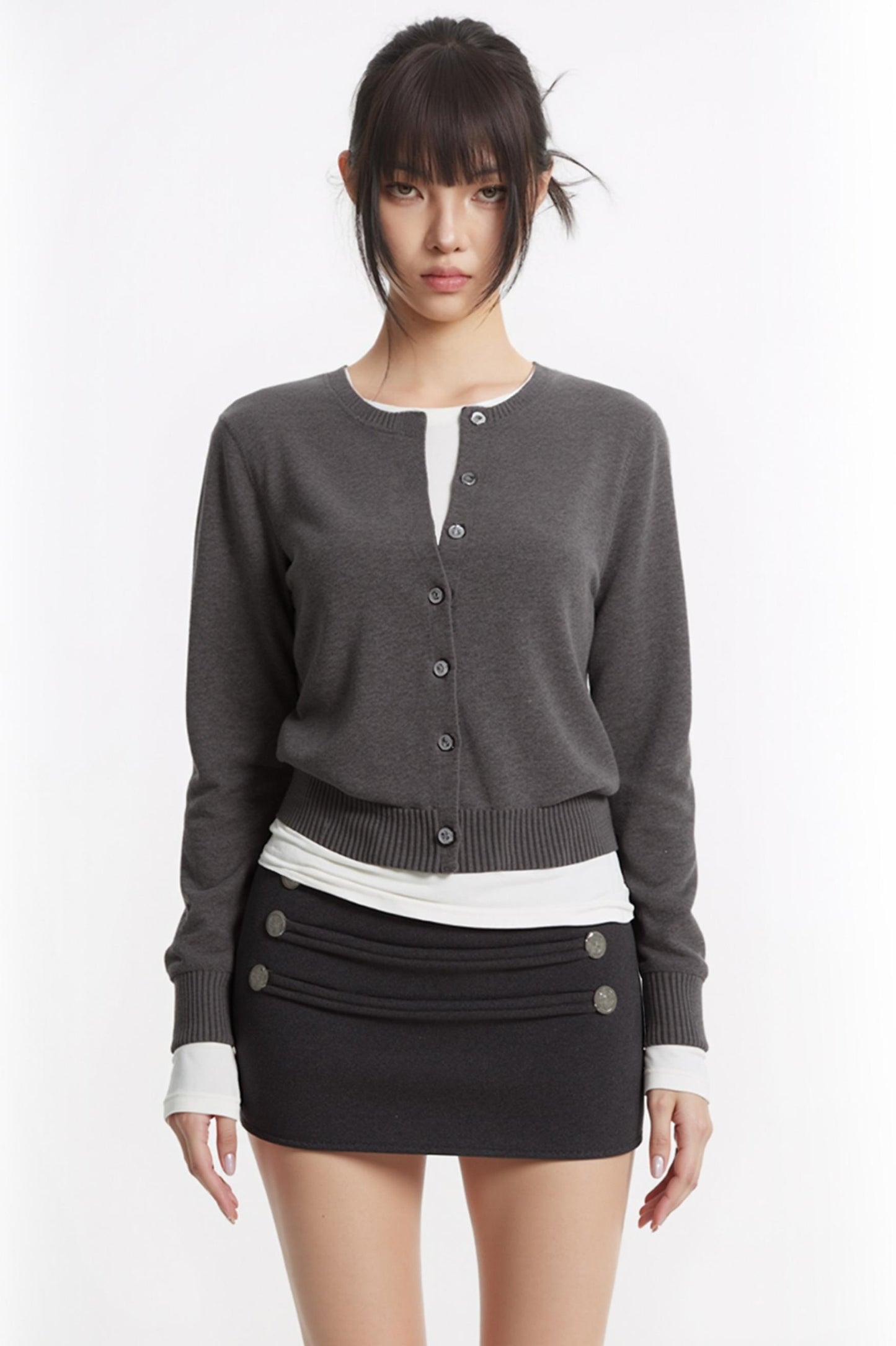 Woolen Knit A-Line Skirt Set-Up