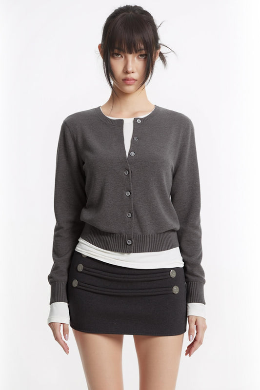 Woolen Knit A-Line Skirt Set-Up