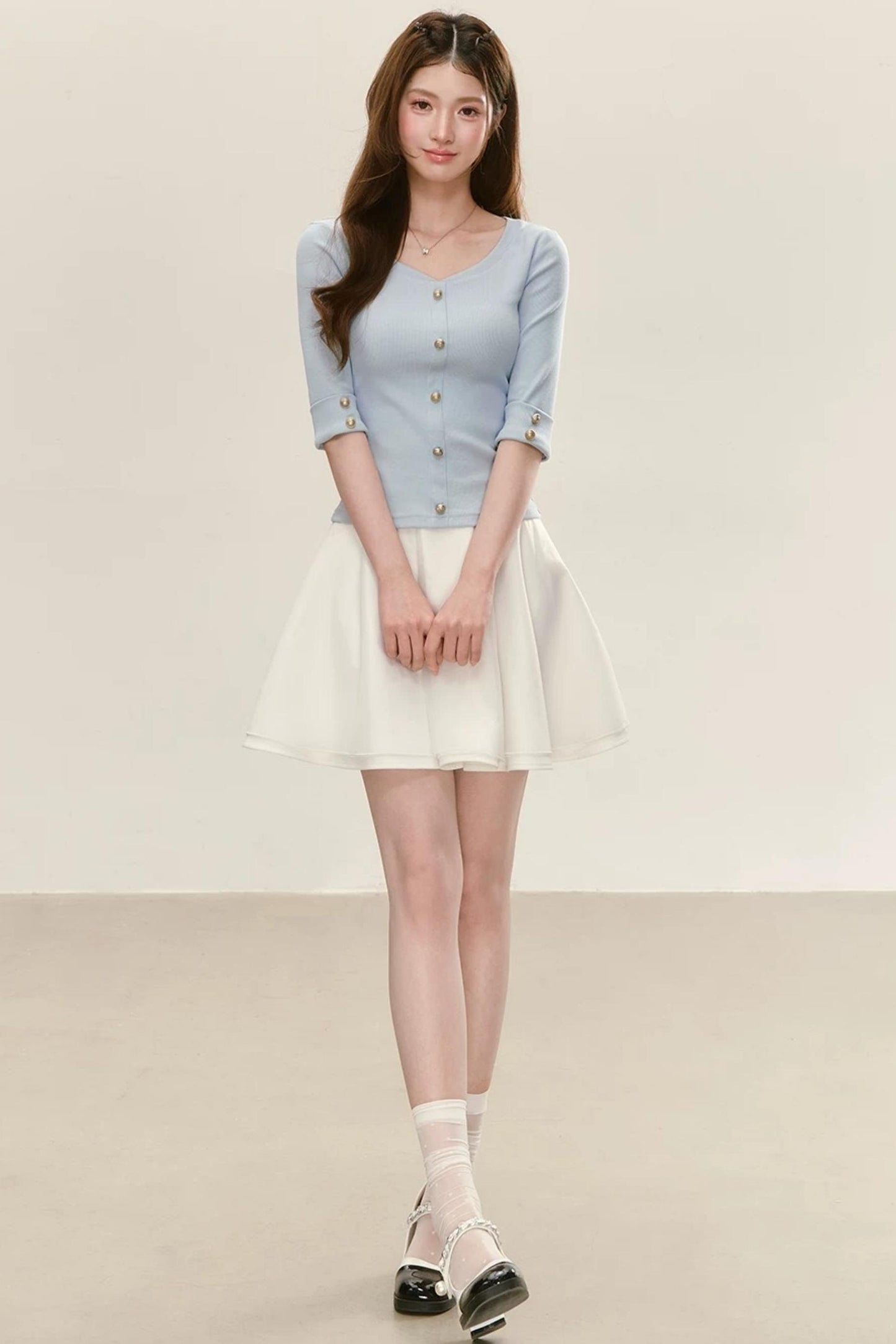 Elegant Knitted V-Neck Top