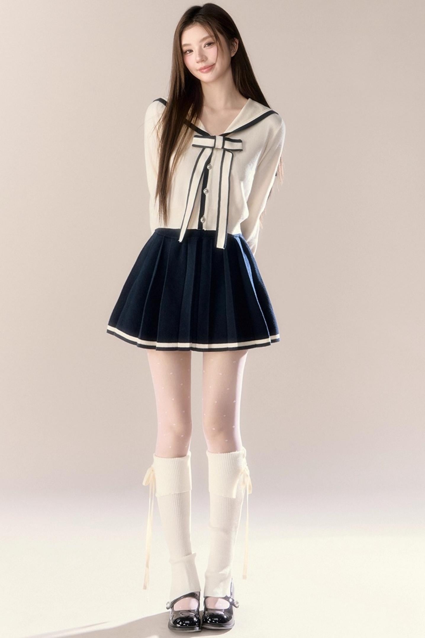 Navy Knitted Suit Set-Up